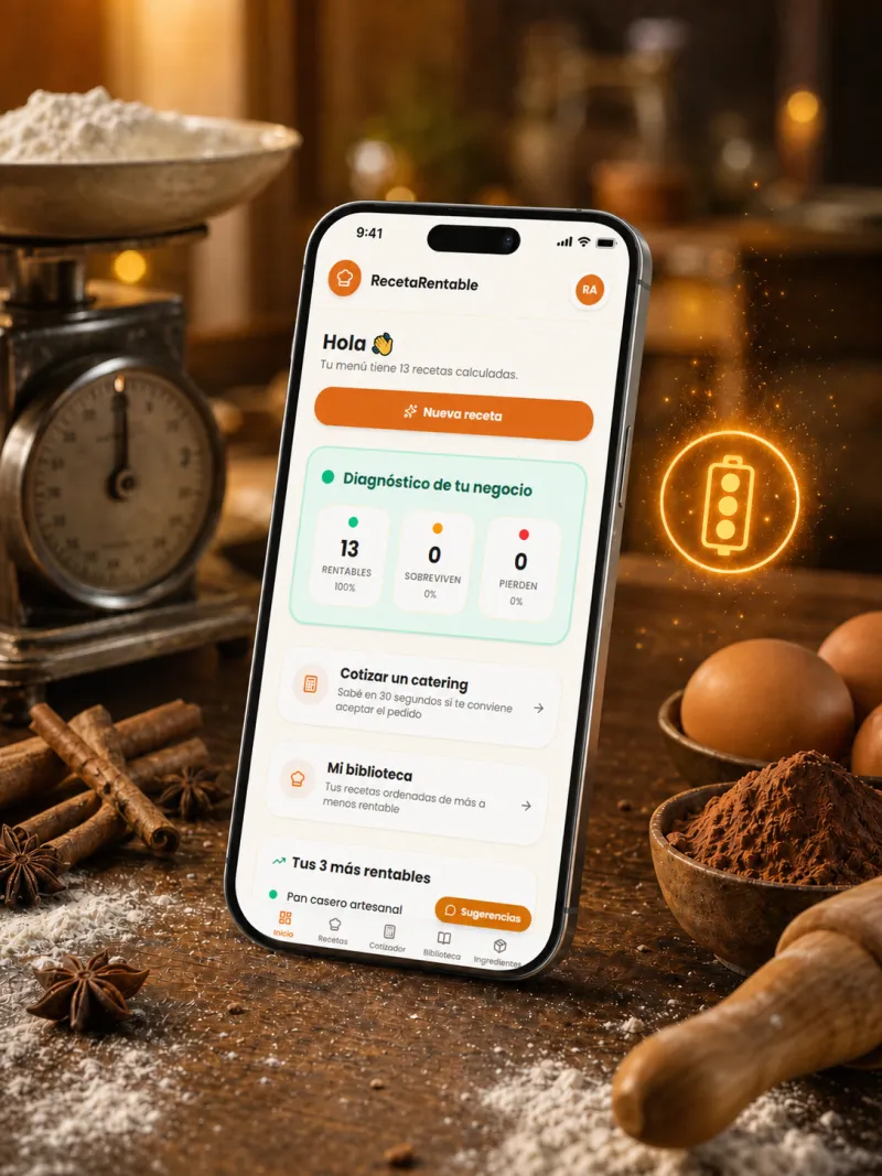 RecetaRentable app en celular